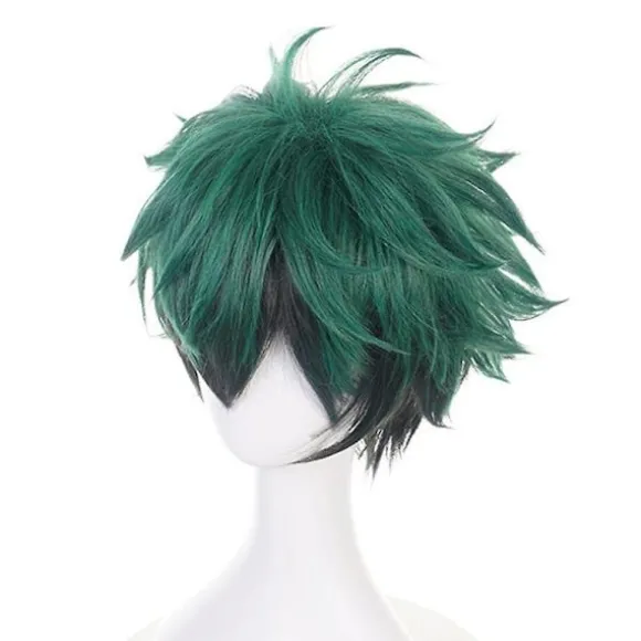 My Hero Academia Izuku Midoriya Cosplay Parykker Grøn Sort Kort Paryk Med Pandehår Syntetiske Hår Parykker - Perfekt