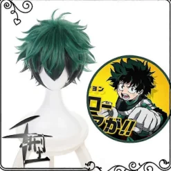 My Hero Academia Izuku Midoriya Cosplay Syntetisk Hår Parykker Grøn Sort Kort Paryk Med Pandehår