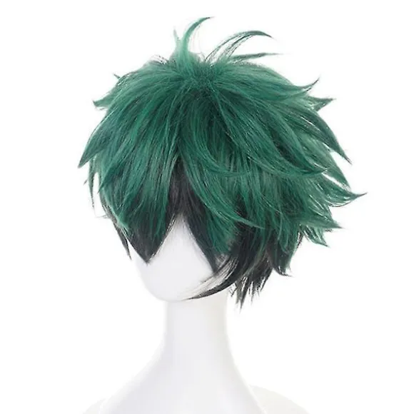 My Hero Academia Izuku Midoriya Cosplay Syntetisk Hår Parykker Grøn Sort Kort Paryk Med Pandehår