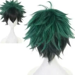 My Hero Academia Izuku Midoriya Cosplay Syntetisk Hår Parykker Grøn Sort Kort Paryk Med Pandehår