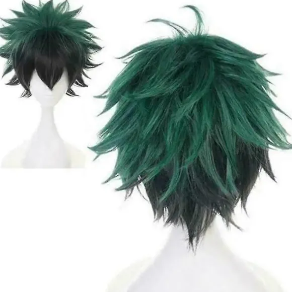 My Hero Academia Izuku Midoriya Cosplay Syntetisk Hår Parykker Grøn Sort Kort Paryk Med Pandehår
