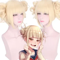 My Hero Academia Toga Himiko cosplay anime paryk delt tiger clips mælkeagtig blond hovedbeklædning