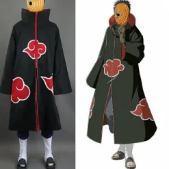 Naruto Akatsuki Tobi Uchiha Obito Kappe Kåbe Frakke + Resin Maske Cosplay Kostume -a L