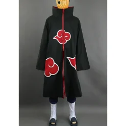 Naruto Akatsuki Tobi Uchiha Obito Kappe Kåbe Frakke + Resin Maske Cosplay Kostume -a L