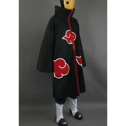 Naruto Akatsuki Tobi Uchiha Obito Kappe Kåbe Frakke + Resin Maske Cosplay Kostume -a L