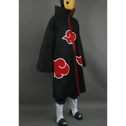 Naruto Akatsuki Tobi Uchiha Obito Kappe Kåbe Frakke + Resin Maske Cosplay Kostume Black XL