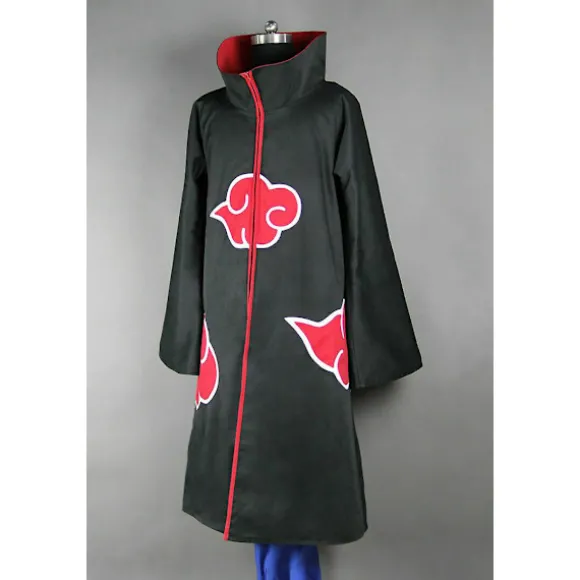 Naruto Akatsuki Tobi Uchiha Obito Kappe Kåbe Frakke + Resin Maske Cosplay Kostume Black XL