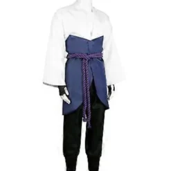 NARUTO Ninja Uchiha Sasuke Cosplay Kostumesæt Fest Fancy Dress Halloween Kostume til Voksen (M Hvid)