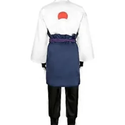 NARUTO Ninja Uchiha Sasuke Cosplay Kostumesæt Fest Fancy Dress Halloween Kostume til Voksen (M Hvid)