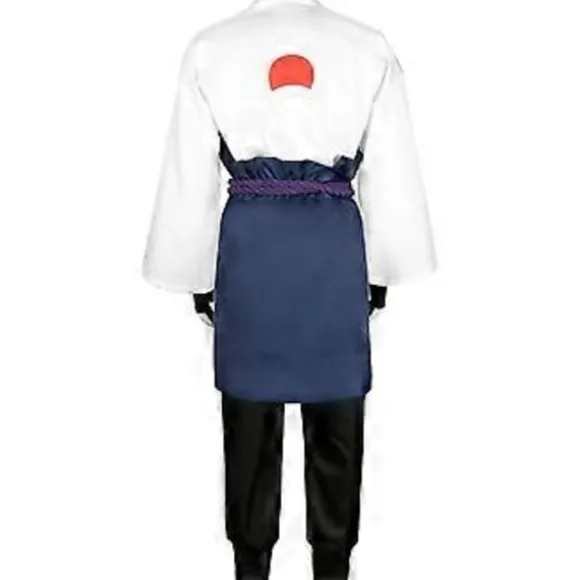 NARUTO Ninja Uchiha Sasuke Cosplay Kostumesæt Fest Fancy Dress Halloween Kostume til Voksen (M Hvid)