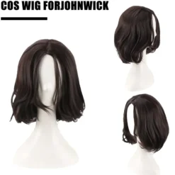 Naturlig paryk til John Wick Cosplay paryk Sort kort bølget hår parykker