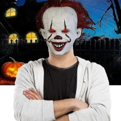 Neborn Joker Pennywise Maske Stephen King It Kapitel To 2 Horror Latexmasker Hjelm Klovn Halloween Fest Kostume Rekvisitter