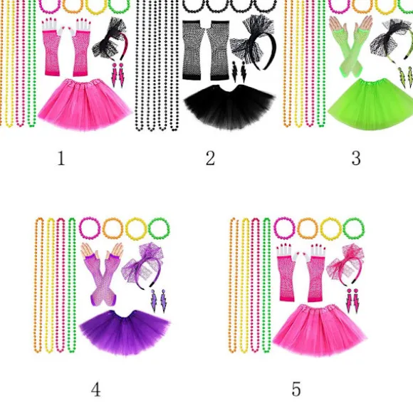 Neon 80'er Kostume Sæt Tutu Kjole 5 5