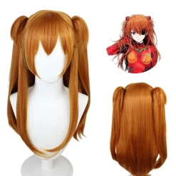 Neon Genesis Evangelion paryk Asuka cos paryk grænseoverskridende orange dobbelt hestehale tigermundclips paryk-tfrf