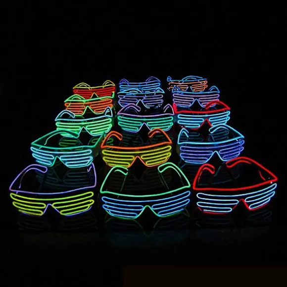 Neon LED Lysende Blinkende Briller Eyewear Til Natklub Halloween Rave Party Diskotek A