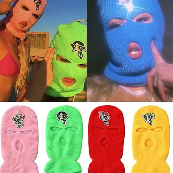 Neon Maske Vinterdækning 10 Farver Halloween Hue Til Fest Motorcykel Cykel Ski Pink-A