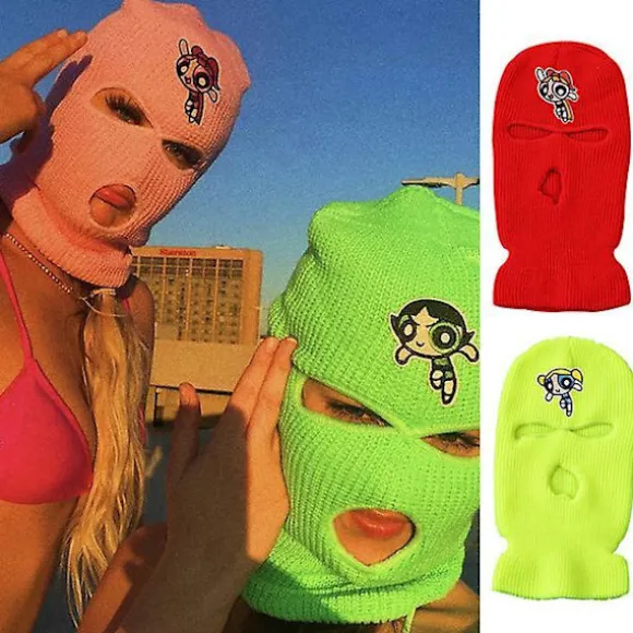 Neon Maske Vinterdækning 10 Farver Halloween Hue Til Fest Motorcykel Cykel Ski Pink-A