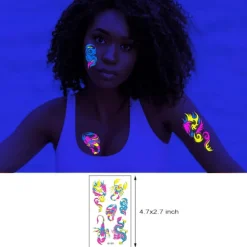 Neon Midlertidige Tatoveringer 10 Ark Drage Skorpion Glitter Tatoveringsklistermærker