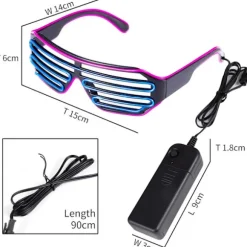 Neon Rave Briller (Lilla Blå) Blinkende LED Solbriller Lyser Op D