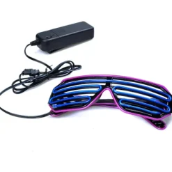 Neon Rave Briller (Lilla Blå) Blinkende LED Solbriller Lyser Op D