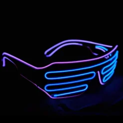 Neon Rave Briller (Lilla Blå) Blinkende LED Solbriller Lys Op