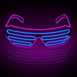 Neon Rave Briller (Lilla Blå) Blinkende LED Solbriller Lys Op