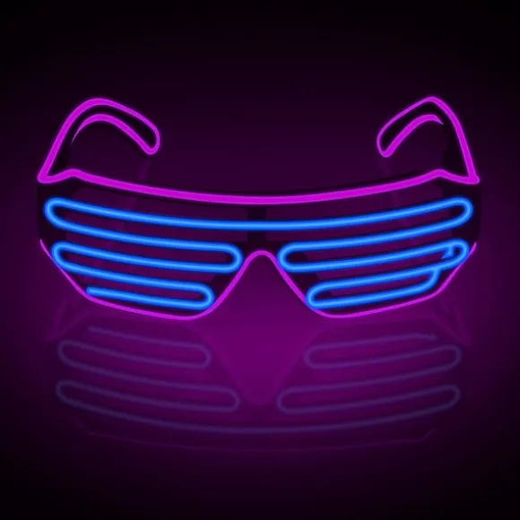 Neon Rave Briller (Lilla Blå) Blinkende LED Solbriller Lys Op