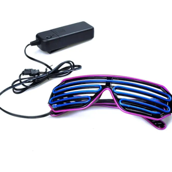 Neon Rave Briller (Lilla Blå) Blinkende LED Solbriller Lys Op