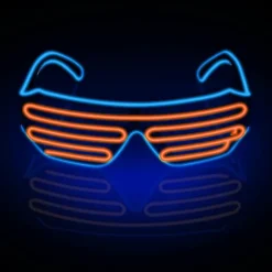 Neon Rave Briller (Pink + Gul) Blinkende LED Solbriller til at lyse DJ kostumer op til fester, 80'ere, EDM, Halloween
