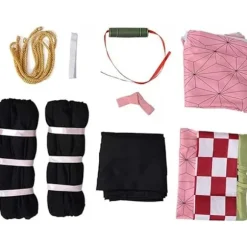 Nezuko Cosplay Kostume Anime Cosplay Outfit Sæt Halloween Kjole til Voksne Børn (170CM)