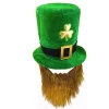 Nissehue 24*20cm, grøn nisse, med skæg, hue, hovedbeklædning, Irland, St. Patrick, lykkekløver, karneval, temafest