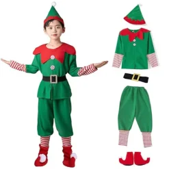 Nissekostumer - Nissekostumer til drenge og piger med kjole, hat og julebælte Dreng 170cm Boy 170cm