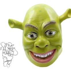 /NN/Shrek Maske Kostume Halloween Cosplay Voksen Fuld Hoved Grøn Shrek Maske Latex Maske