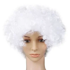 [NT] Klovn Paryk Fluffy Hvidt Hår Paryk Eksplosivt Hoved Kort Paryk Krøllet Cosplay Kostume Paryk Til Sceneoptræden Hvid