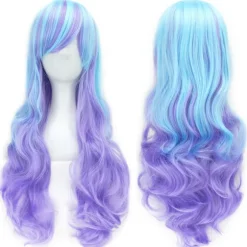 Ny gradientfarvet cosplay anime-paryk COS Harajuku-stil farverig kvindelig lang krøllet paryk, egnet til rollespil - JBS-07