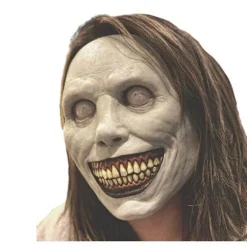 Ny Halloween horror maske COS exorcist smilende hvidt ansigt hvide øjne dæmon maske