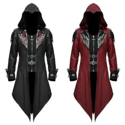 Ny middelalderlig Assassin Game Assassins Creed Cosplay kostume Edward Streetwear Hættetrøje Overtøj Halloween festtøj Sort Black Black XXL