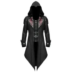 Ny middelalderlig Assassin Game Assassins Creed Cosplay kostume Edward Streetwear Hættetrøje Overtøj Halloween festtøj Sort Black Black XXL