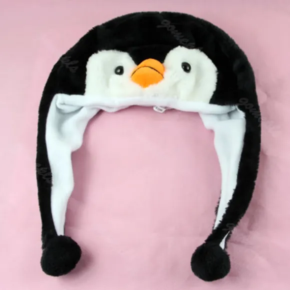 Ny Tegneserie Dyr Pingvin Maskot Plys Varm Varmere Hue Hat 1 stk