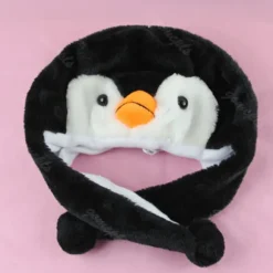Ny Tegneserie Dyr Pingvin Maskot Plys Varm Varmere Hue Hat 1 stk