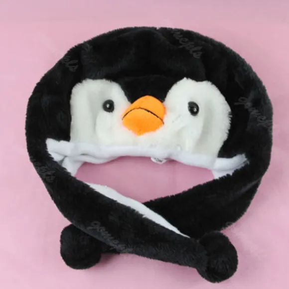 Ny Tegneserie Dyr Pingvin Maskot Plys Varm Varmere Hue Hat 1 stk