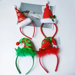 Nye Bedst Sælgende Julebørn Hårtilbehør Elf Hat Pandebånd Sjove Festdekorationer Gaver 4