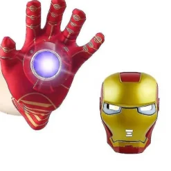 Nye Iron Man Maske Handske Kappe Skjold Sæt med Lys til Fest _y Handsker 2 Sæt