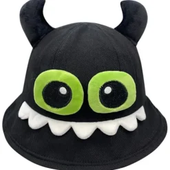 Nyhed Bøllehat Horn Skør Sjov Fest Kostume Kvinder Teenager Pige Dreng Sød Monster Design Plys Øje Tænder Solhat til Udendørs Festi Black