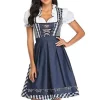 Nyt damebeklædning Tysk Oktoberfest Kostume Traditionel Bayersk Øl Fraulein Karneval Pige Kjole Outfit (L Grå Blå)