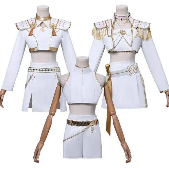 Nyt KPop Demon Hunters Cosplay Kostumesæt - Rumi Mira Zoey Halloween Fest Fancy Kjole til Kvinder, Hvid Mira Without Wig 140 Kids