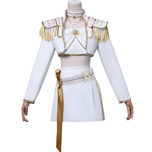 Nyt KPop Demon Hunters Cosplay Kostumesæt - Rumi Mira Zoey Halloween Fest Fancy Kjole til Kvinder, Hvid Mira Without Wig 140 Kids