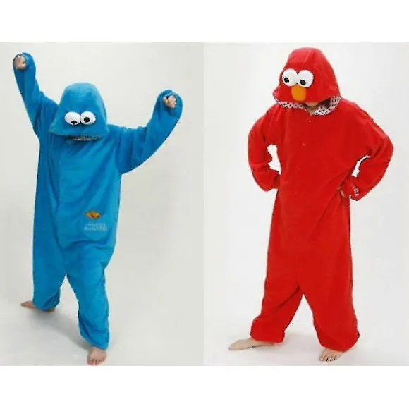 Nyt Voksen Sesamgade Cookie Monster Elmo Kostume Blå Blue S