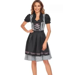 Oktoberfest Bodycon Kjole til Kvinder, Ternet Tysk Ølfestival Cosplay Bayersk Kjole Halloween Maskerade black xl