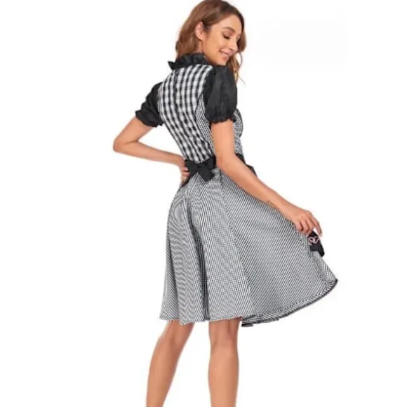 Oktoberfest Bodycon Kjole til Kvinder, Ternet Tysk Ølfestival Cosplay Bayersk Kjole Halloween Maskerade black xl
